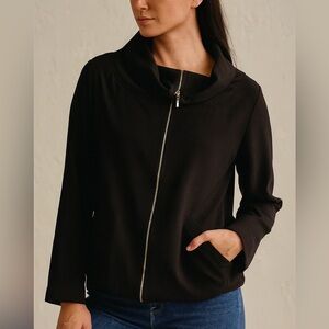 St John Sport Brown Cowl Neck Zipper Jacket Size M